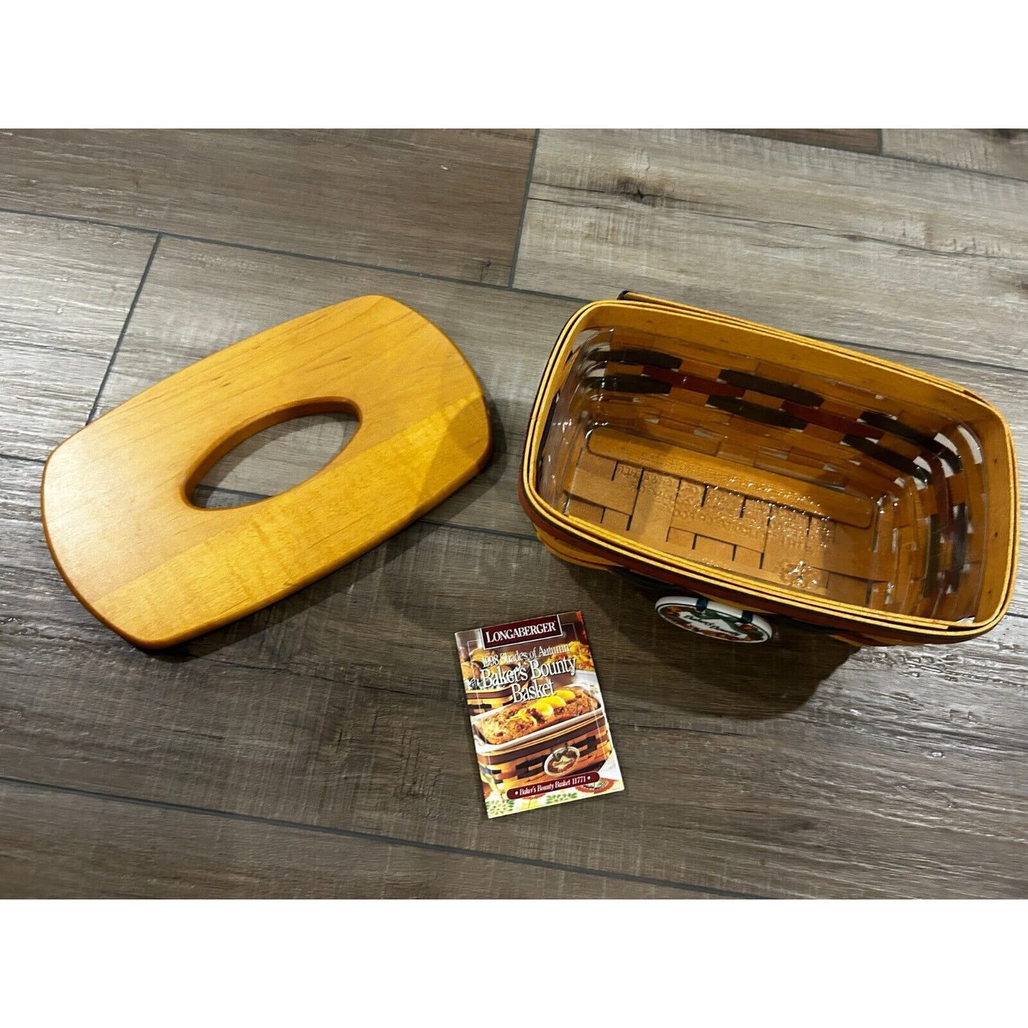Longaberger 1998 Shades of Autumn Bakers Bounty Basket Woodcrafts Tissue Lid