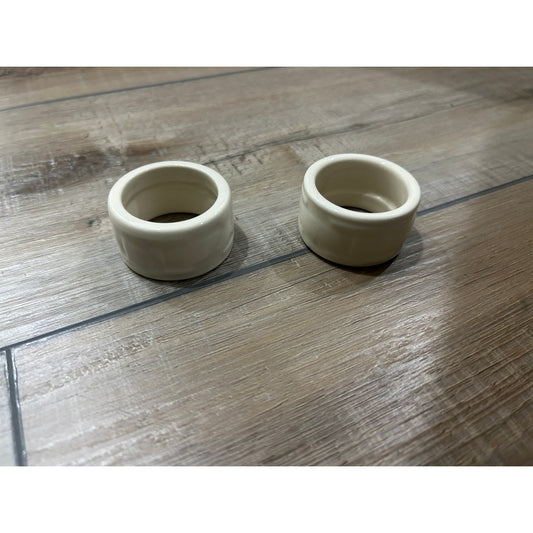 Longaberger USA Pottery Napkin Rings set of 2 IVORY WHITE Christmas