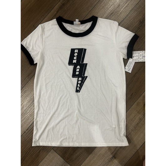 LulaRoe Rock and Roll Graphic T Top T-Shirt Women’s Size L NWT Lightning Concert