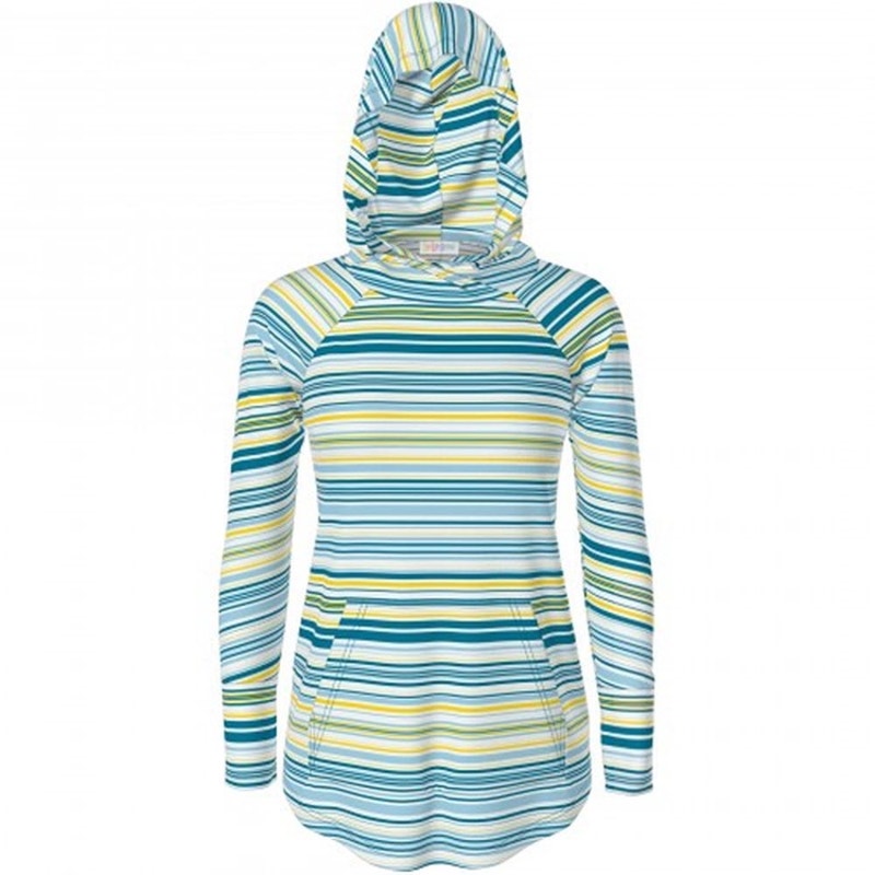 LuLaRoe Amber Hoodie Size 2XL blue yellow white Stripes