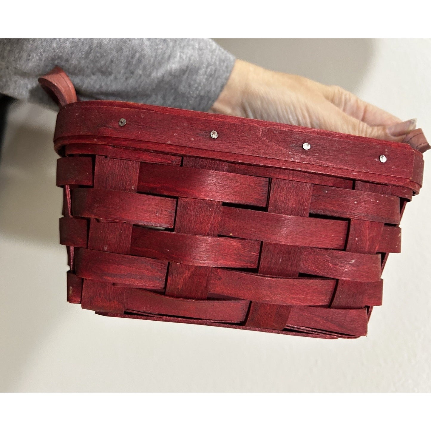 Longaberger Tea Basket Bold Red Family Signed Christmas