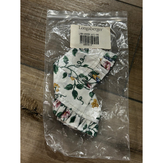Longaberger Lavender Basket Liner WHITE VINE floral NEW ruffles fabric