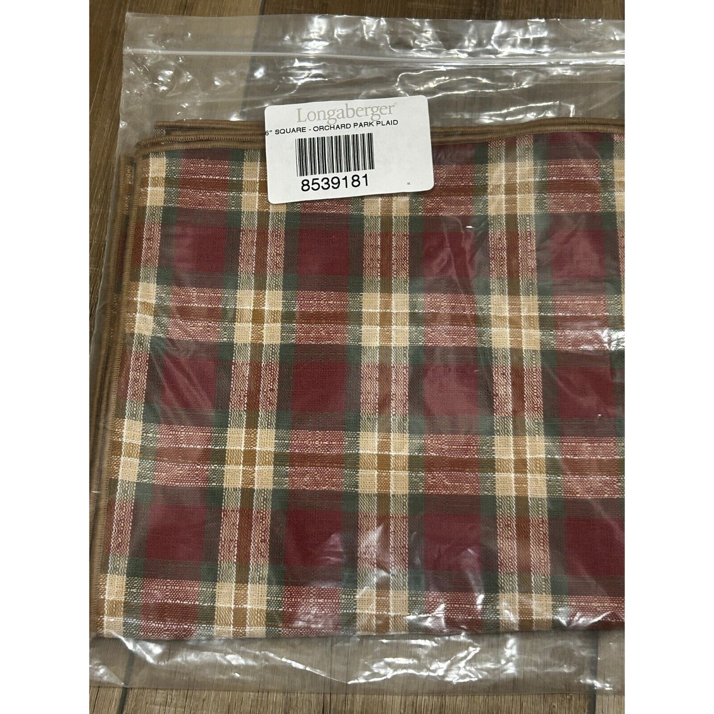 Longaberger Baskets Orchard Park Plaid 36" Fabric Table square NEW