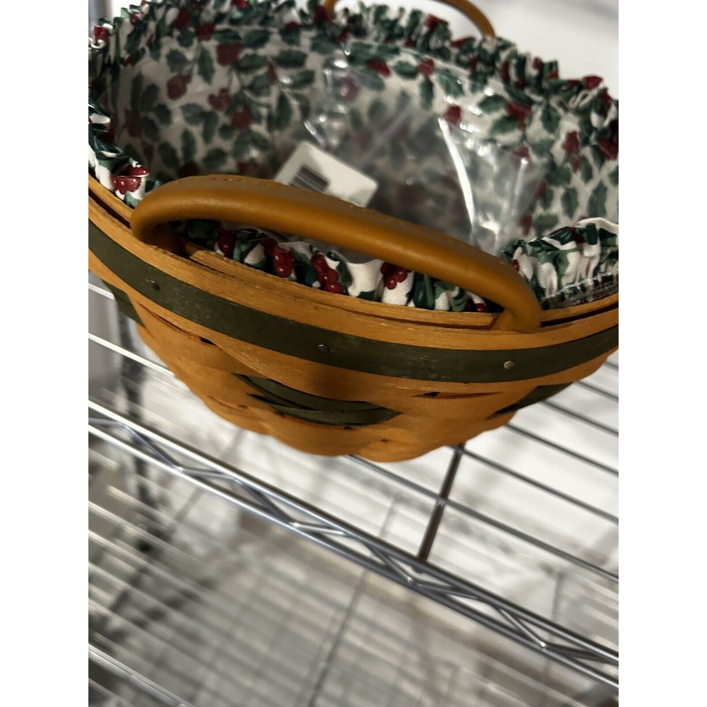 LONGABERGER POPCORN BASKET Holly liner & Protector NEW CHRISTMAS