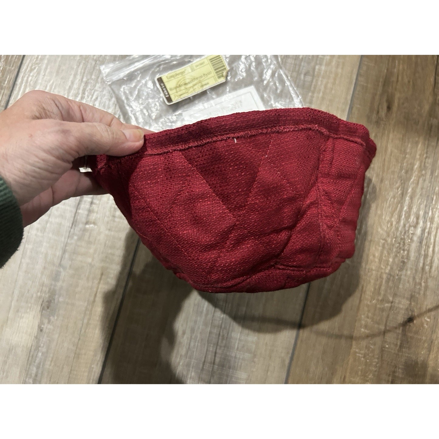 Longaberger Medium Roundabout Basket Padded Liner Pocket NEW Paprika Red fabric