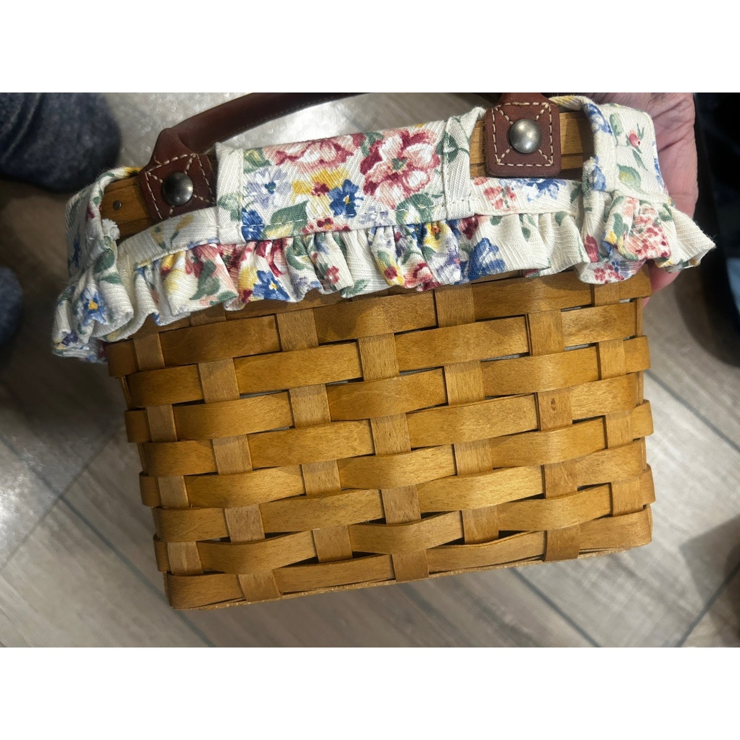 Longaberger Small Boardwalk Purse Basket Spring Floral liner Combo & protector