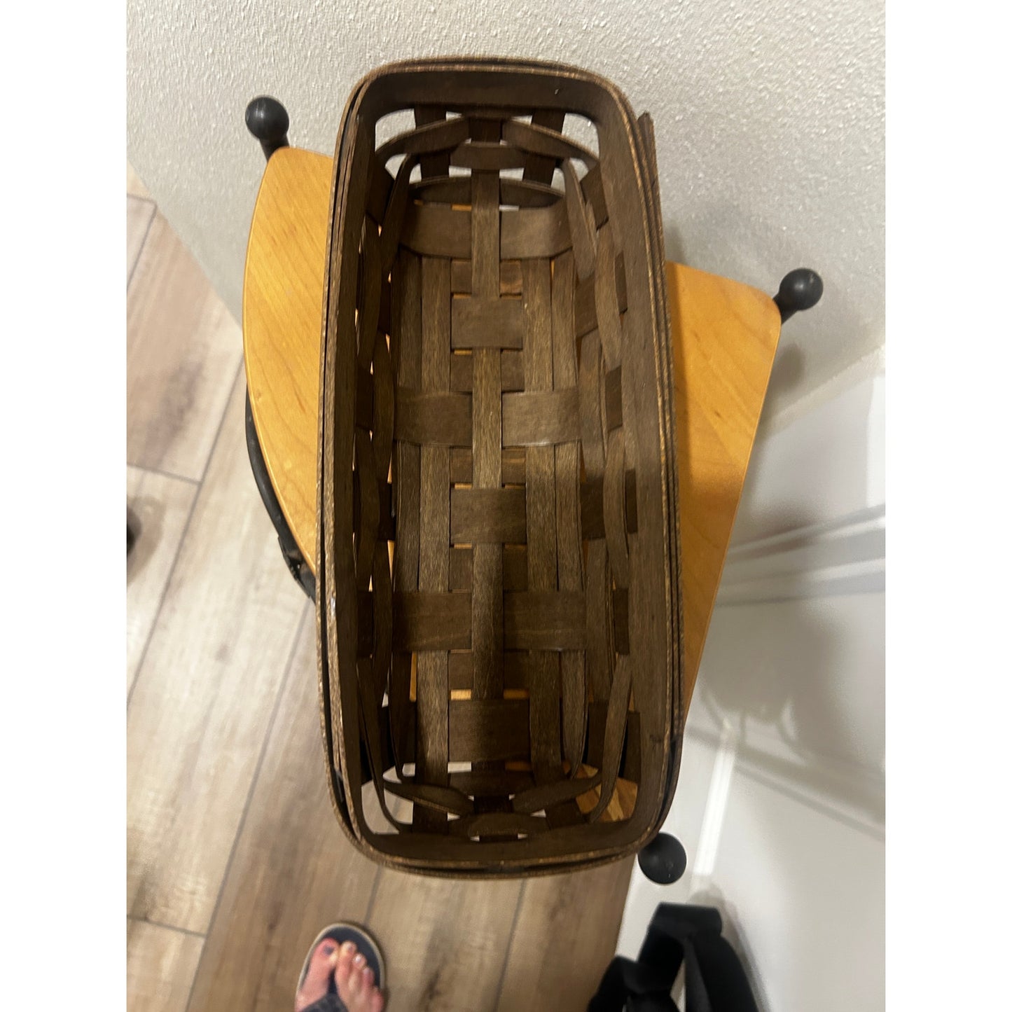 Longaberger Cracker basket Khaki check liner & hard protector Deep Brown