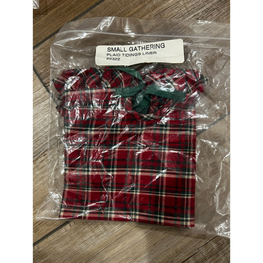 Longaberger Basket SMALL GATHERING Liner PLAID TIDINGS Fabric NEW CHRISTMAS
