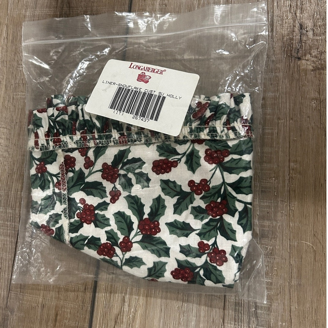 Longaberger SNOWFLAKE Basket Liner Holly Fabric NEW Customer SU Christmas