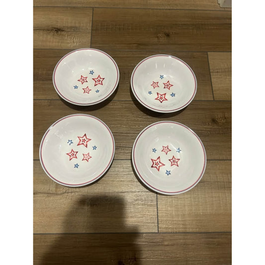 LONGABERGER Baskets Americana Melamine STARS AND STRIPES Set of 4 Bowls