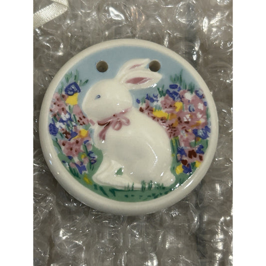 Longaberger Baskets 1998 Easter Bunny Basket Tie-On Rabbit pottery NEW