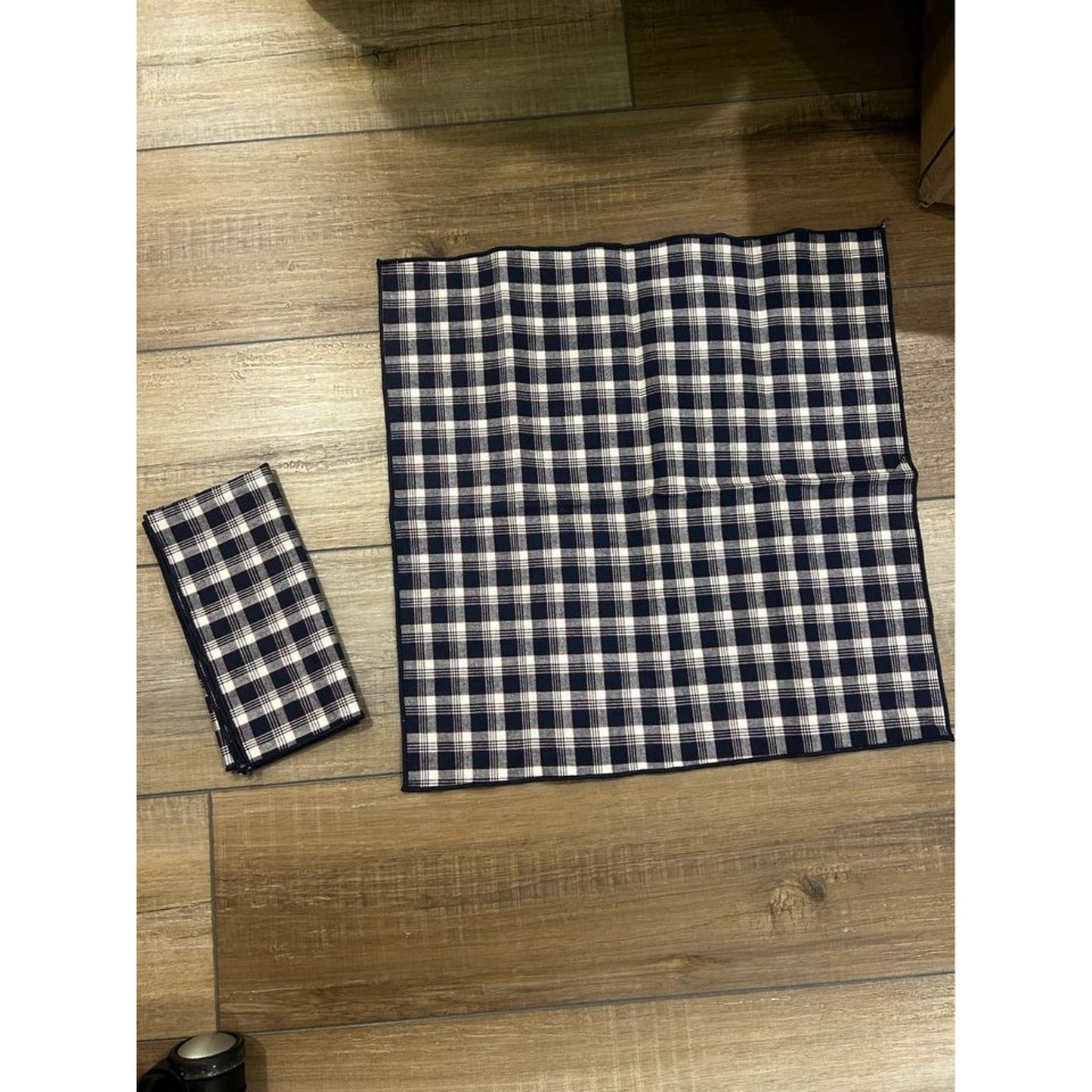 2 Longaberger JW Plaid Napkins fabric squares 17"