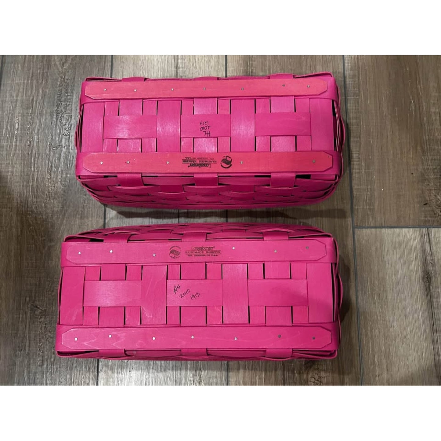 2 Longaberger bread baskets Hot Pink