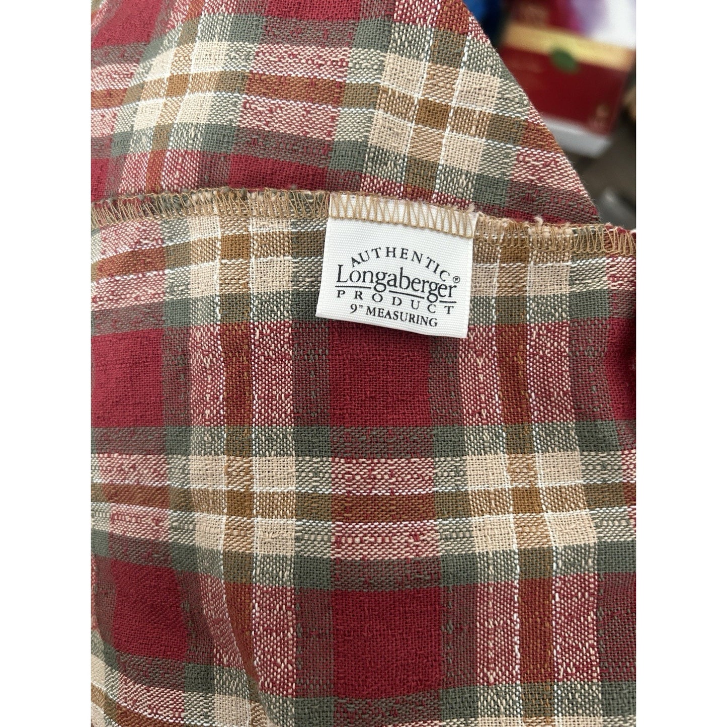 Longaberger 9" MEASURING Basket Liner Orchard Park Plaid fabric