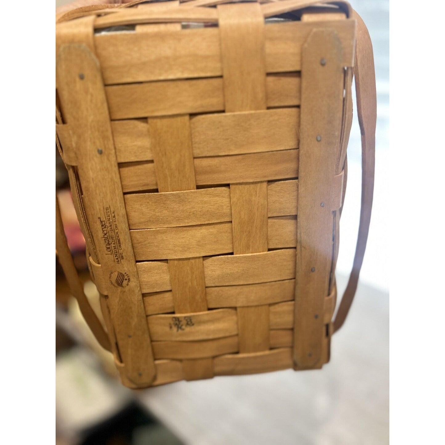 Longaberger Lunchbox Basket Sunflower stripe liner & Protector Lunch box