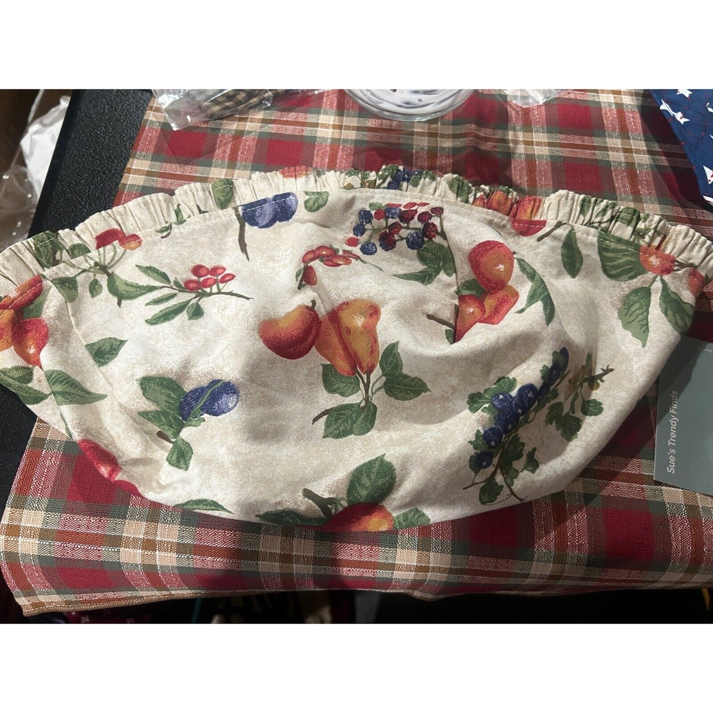 Longaberger Large Catch All Basket Fabric Liner Fruit Medley - OE