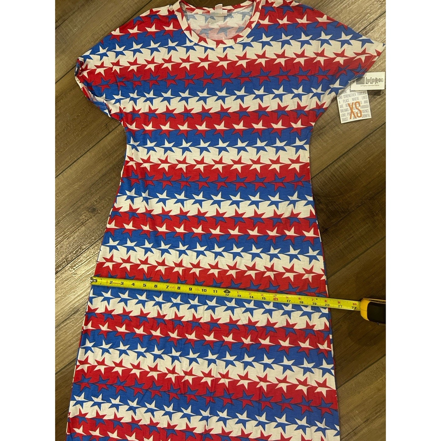 LuLaRoe Maria Dress XS Maxi Red White Blue Stars NEW Patriotic Starsky & Hutch