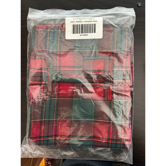 Longaberger Evergreen Plaid HAMPER basket liner Hostess LARGE NEW