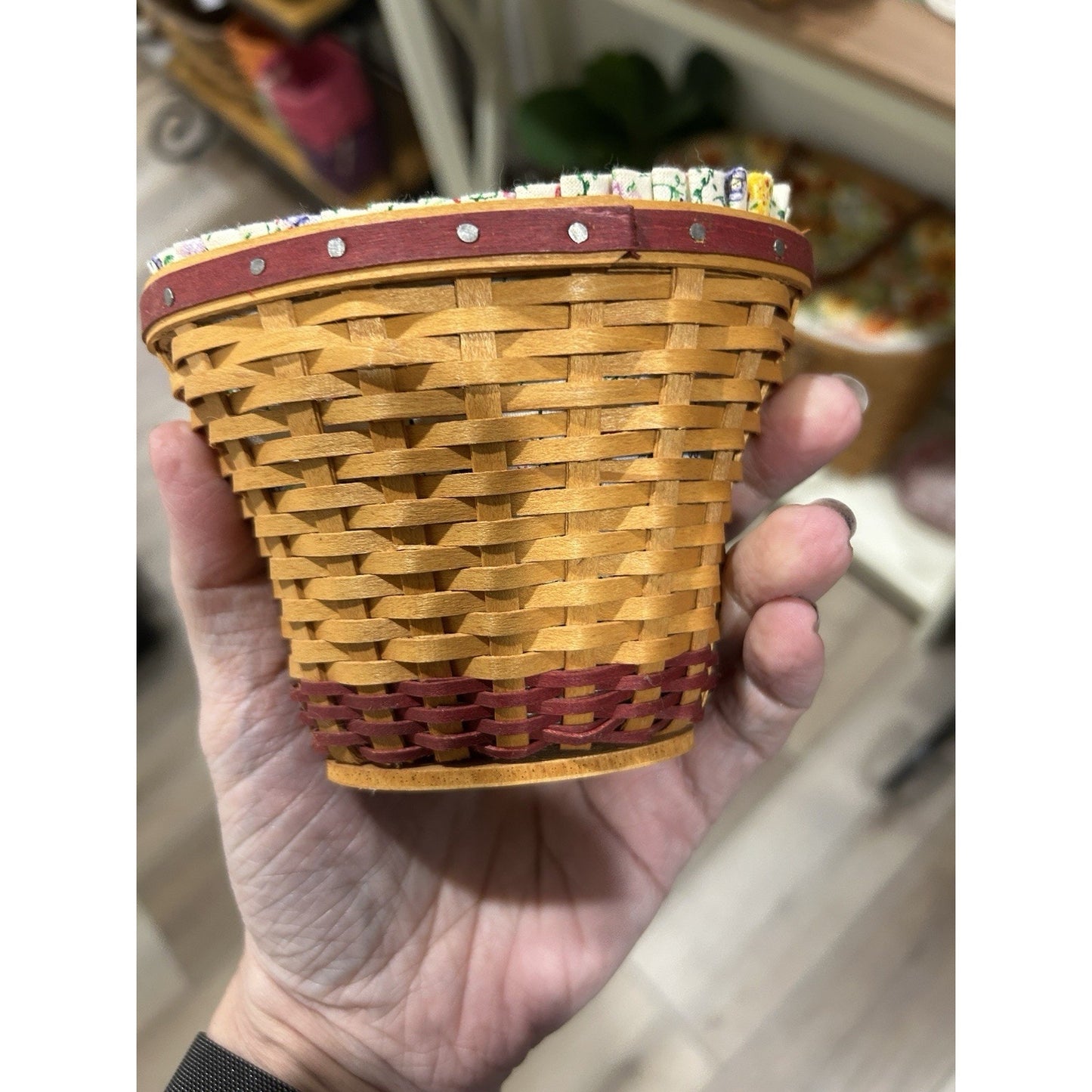 Longaberger May Series Mini Geranium Basket Combo Flowers Tie-on Collectors club