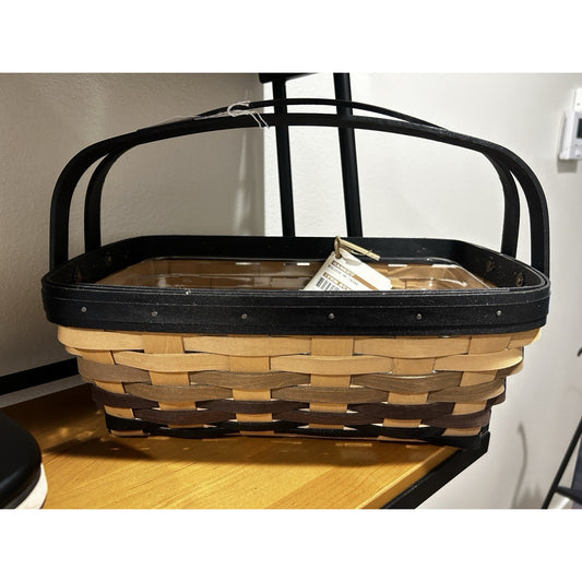 Longaberger Eclipse Medium Chore Basket NWT HTF Rare Black Gray