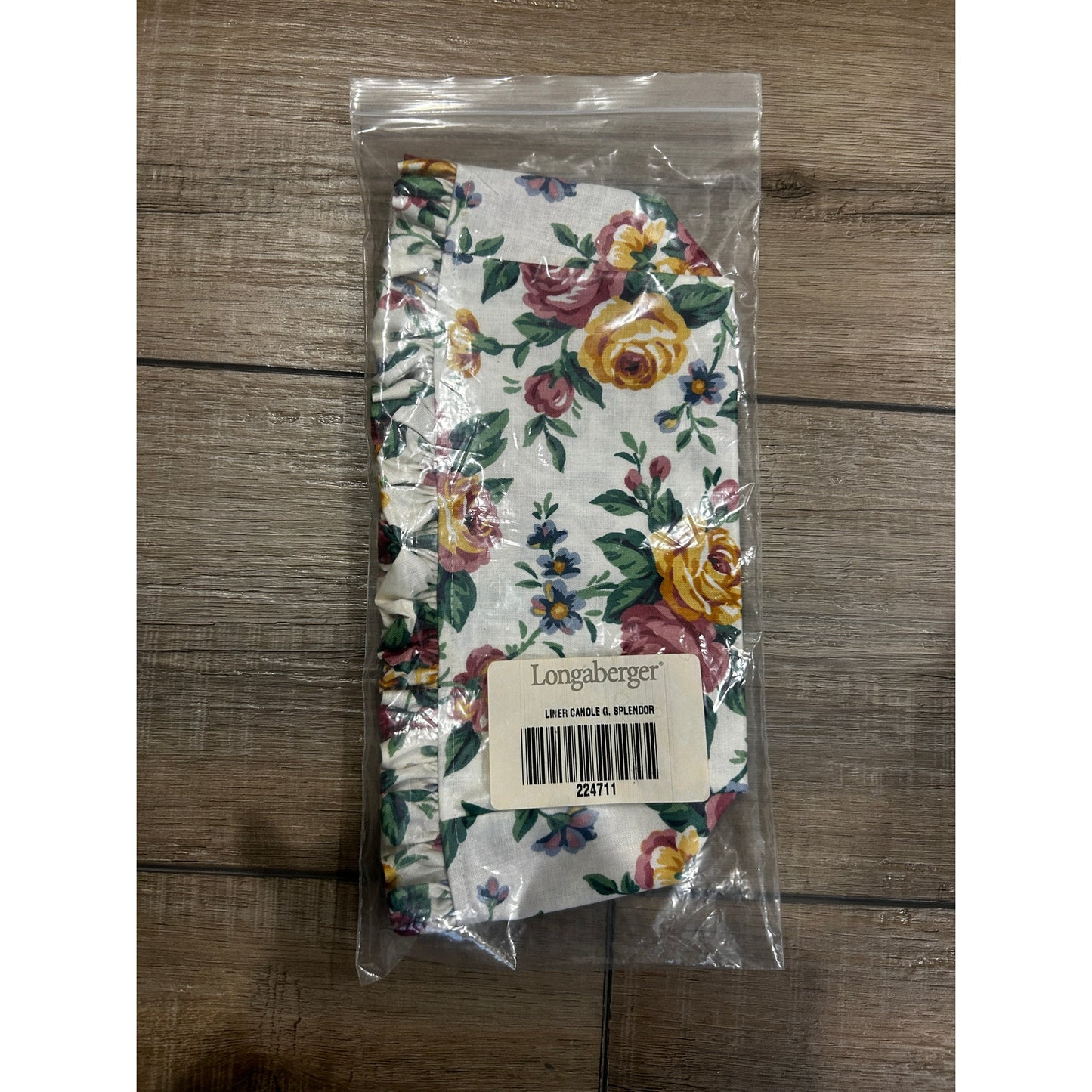 Longaberger CANDLE / MEDIUM KEY Basket Liner Garden Splendor Roses floral NEW