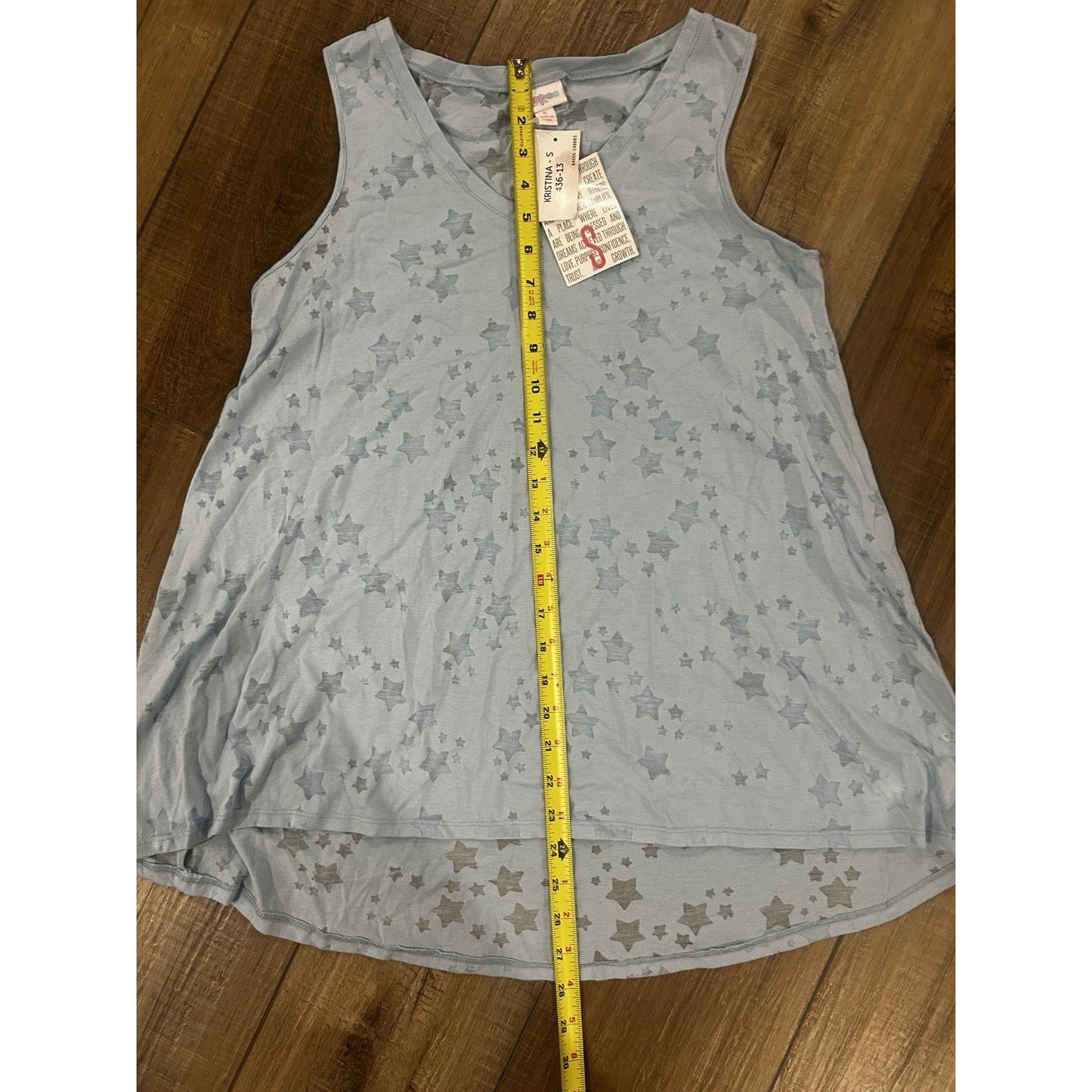 LuLaRoe Sleeveless Tank Top Americana Small Light Blue Burnout Stars NWT