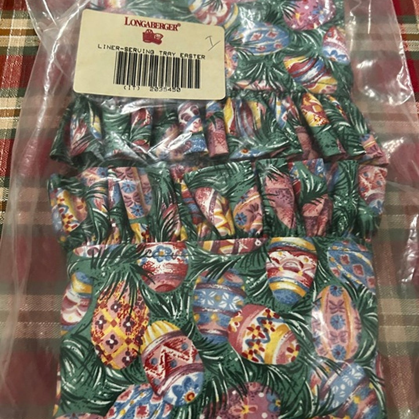 Longaberger Large Serving Tray basket NEW Easter Egg fabric standup ruffles