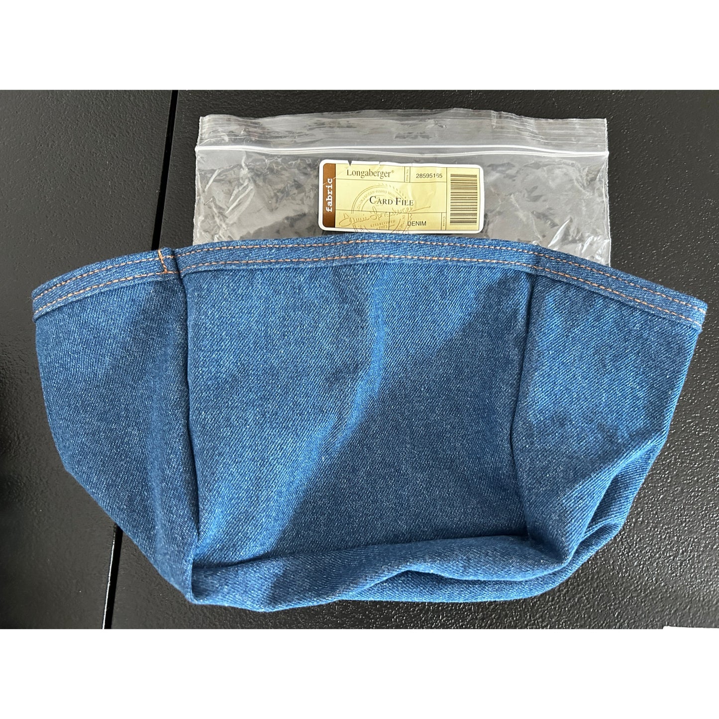 Longaberger Liner CARD FILE denim blue jean fabric NEW