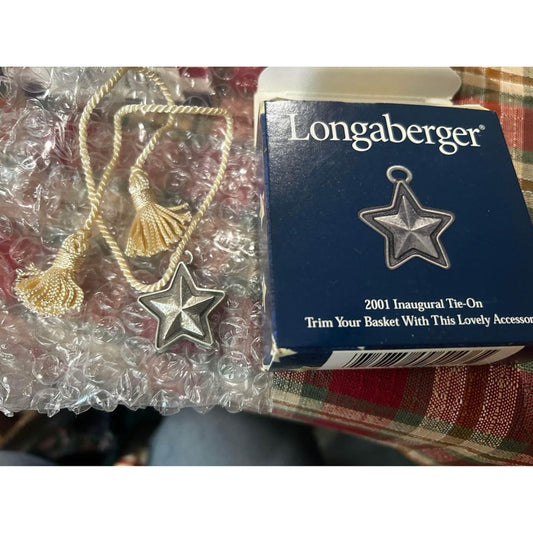 Longaberger Basket tie on pewter star 2001 inaugural with rope