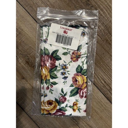 Longaberger Napkin Set of 2 17x17 Square Garden Splendor Floral Roses Fabric NEW
