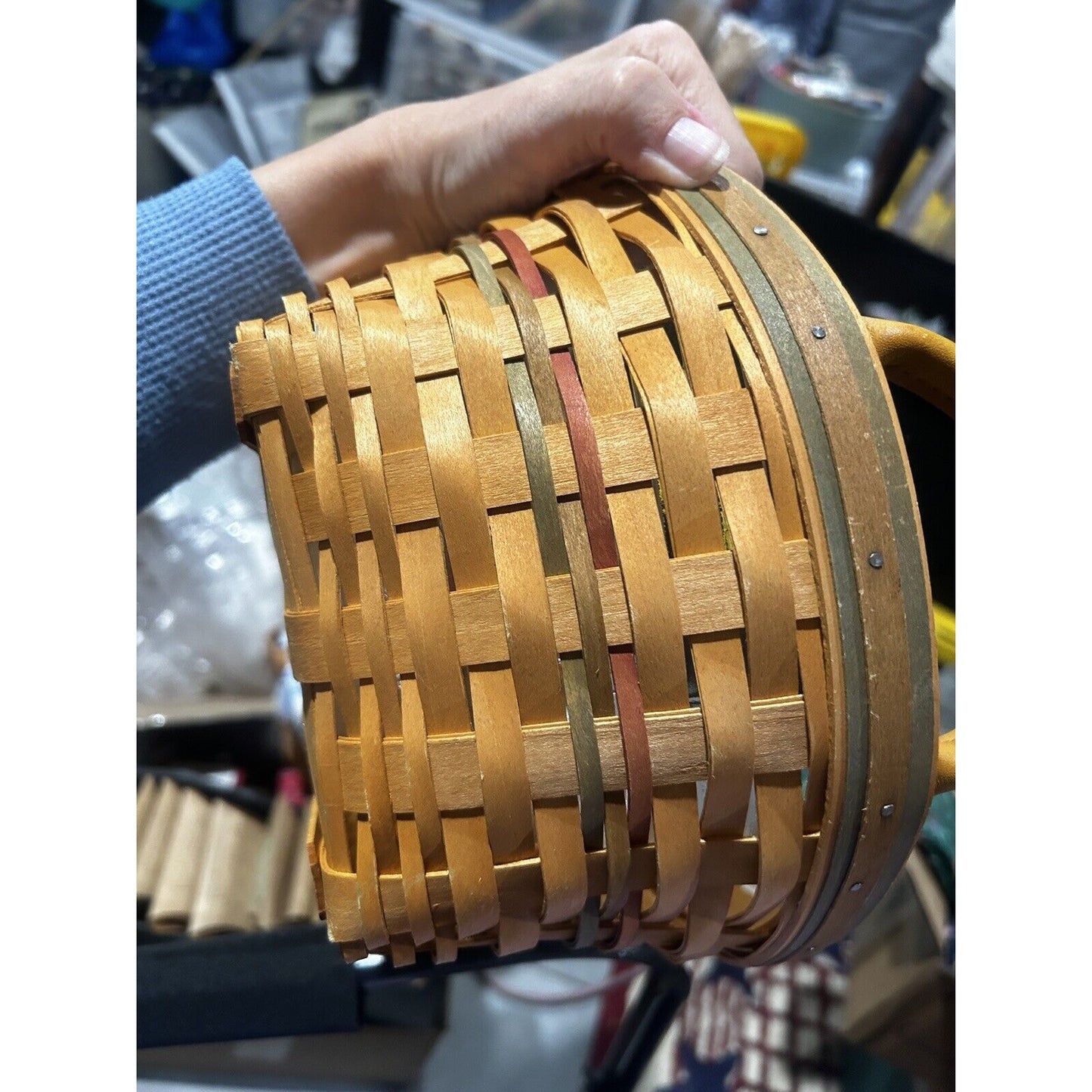 Longaberger Autumn Fall Large Basket Leaves Liner Protector Tie On 12" x 9"