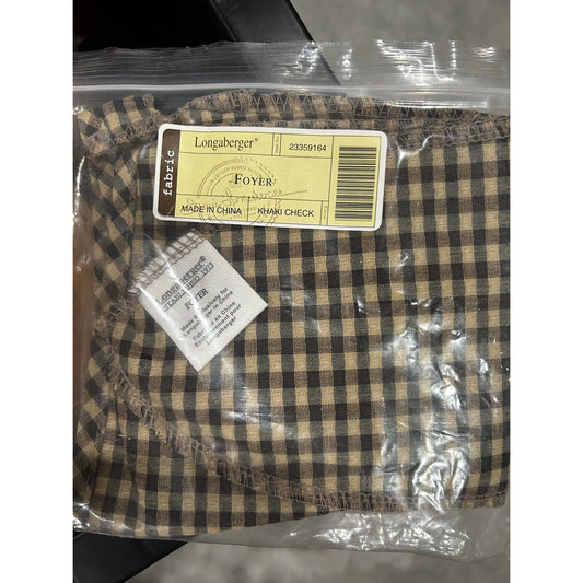 LONGABERGER FOYER BASKET LINER Khaki Check NEW Hard to find!