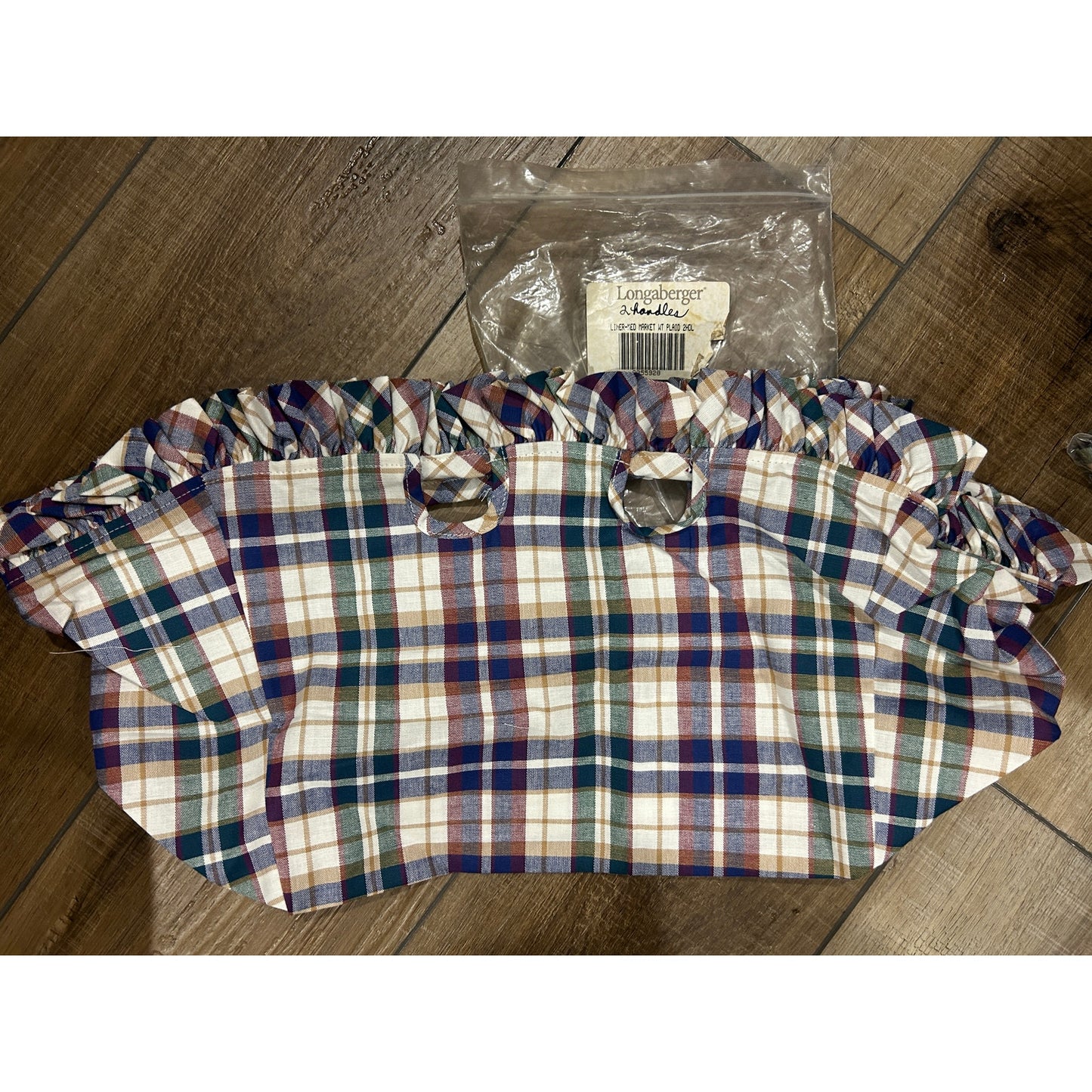 Longaberger MEDIUM MARKET Basket Liner WOVEN TRADITIONS PLAID Fabric NEW