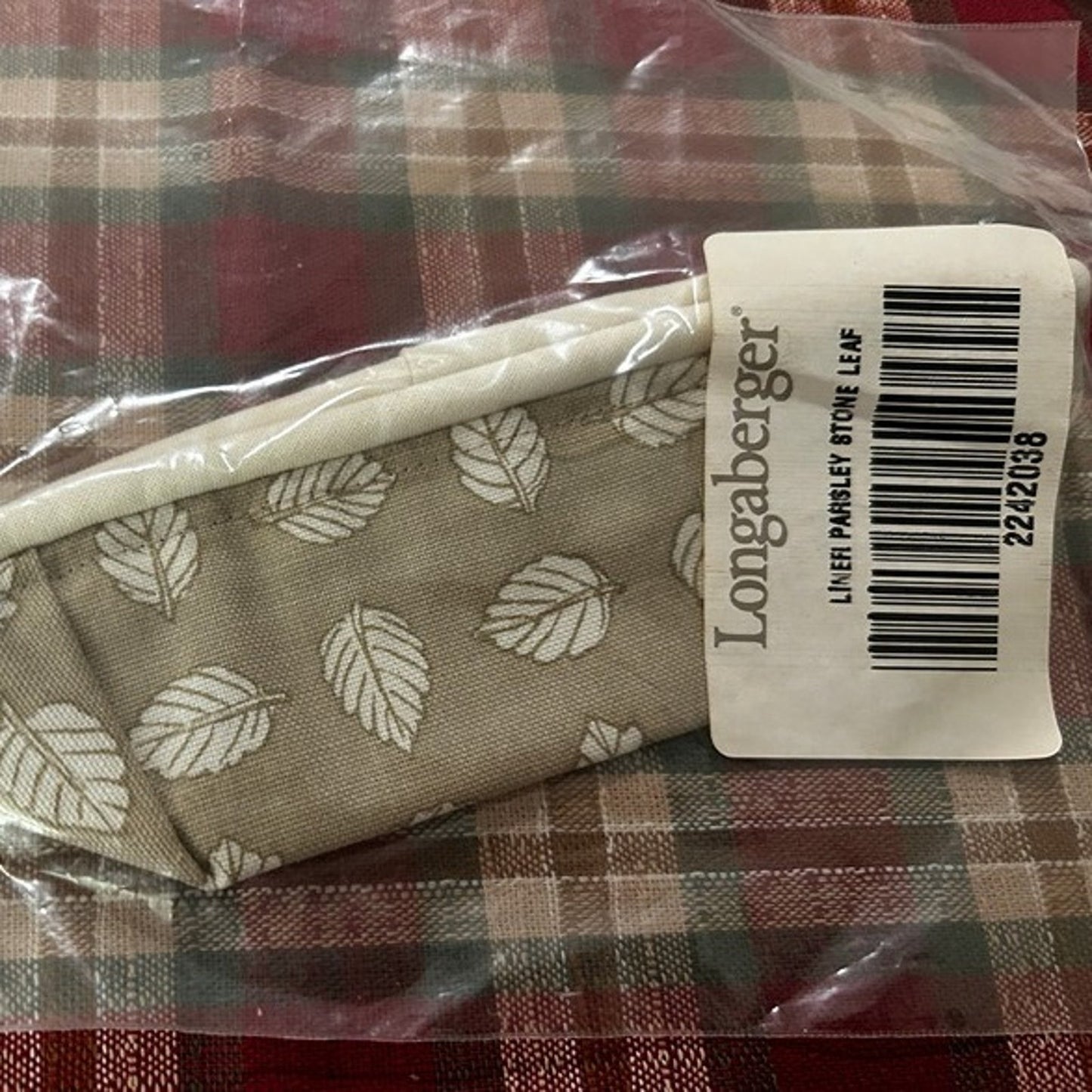 Longaberger PARSLEY liner NEW Stone Leaf fabric tan