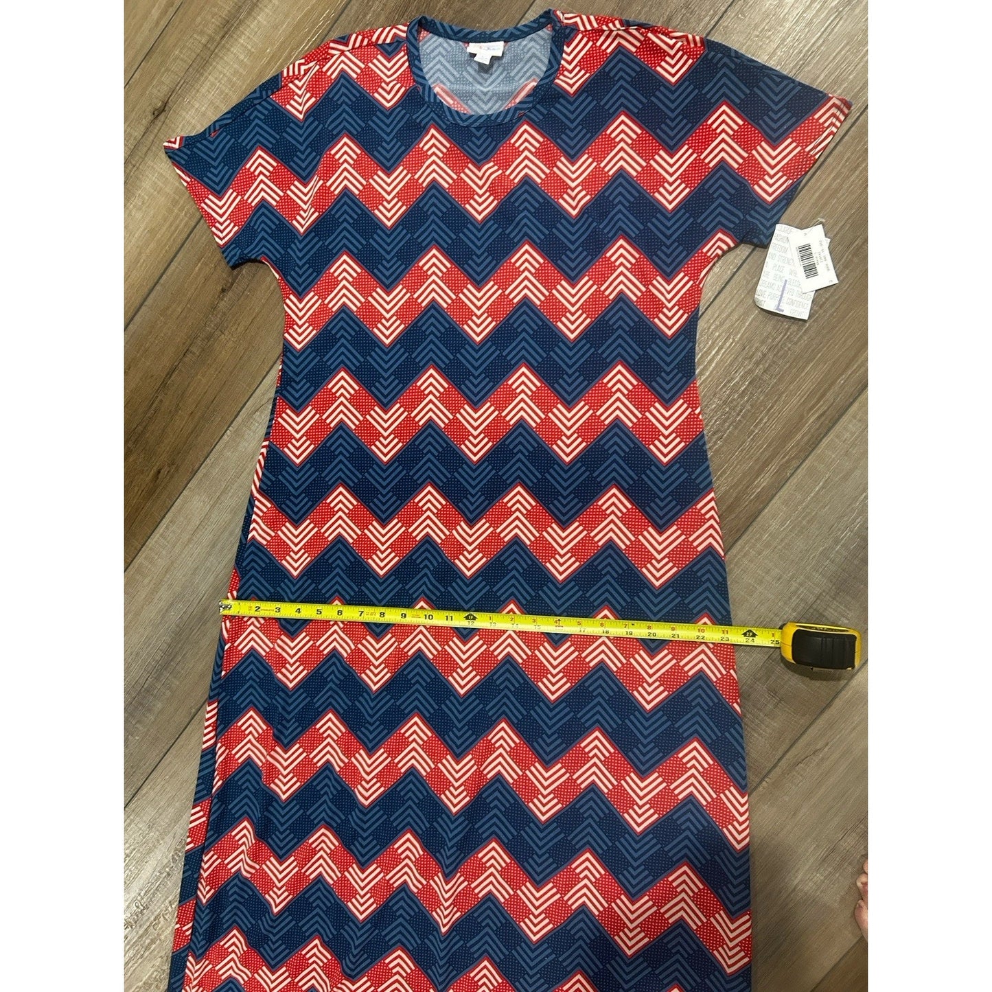 Lularoe MAXI KNIT DRESS MARIA L RED WHITE BLUE CHEVRON Patriotic NWT NEW