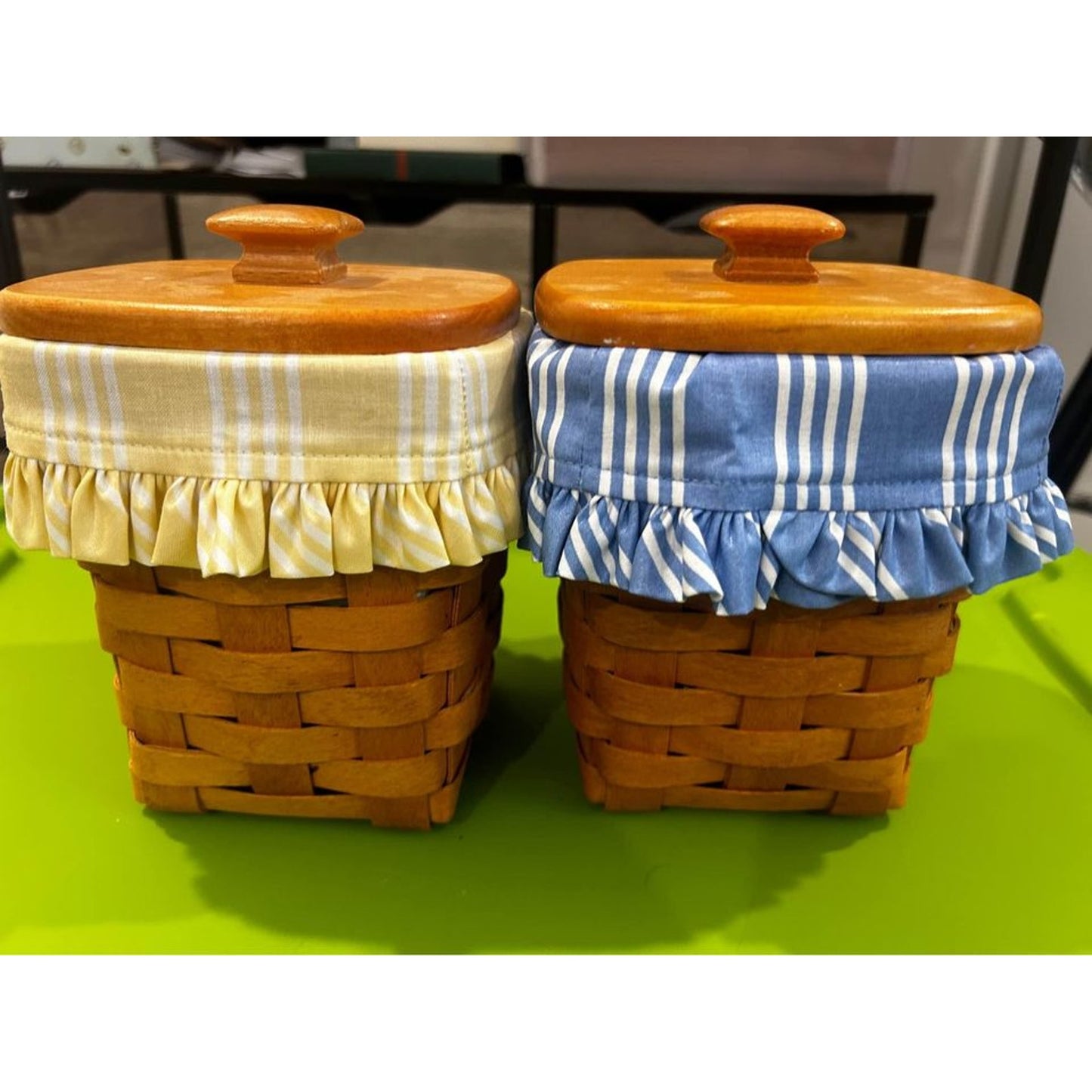Longaberger Small spoon storage canister baskets with new liners & protectors