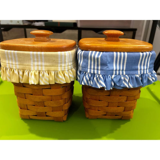 Longaberger Small spoon storage canister baskets with new liners & protectors