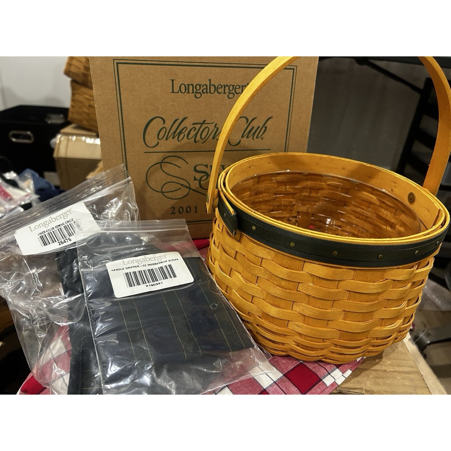Longaberger Sewing Circle Basket Liner Combo 2001 Collectors Club NEW