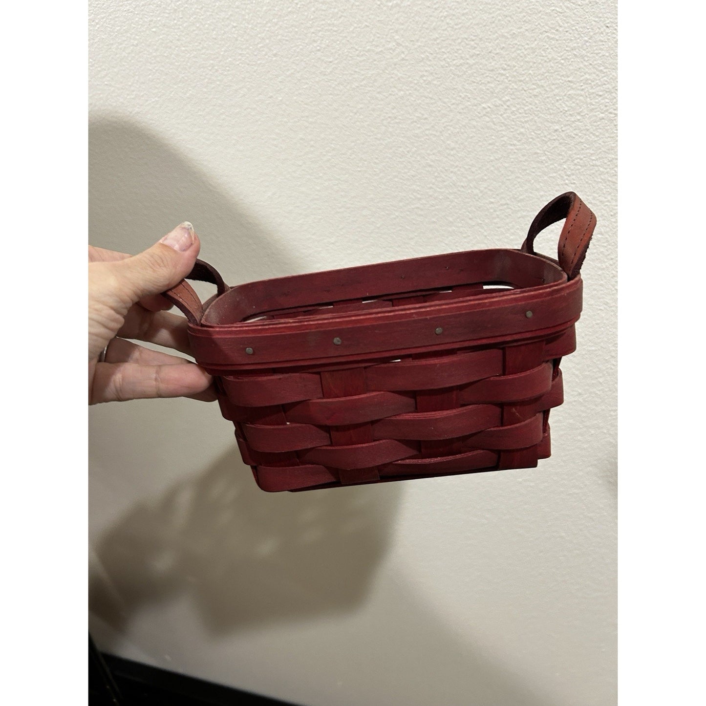 Longaberger Tea Basket Bold Red Family Signed Christmas