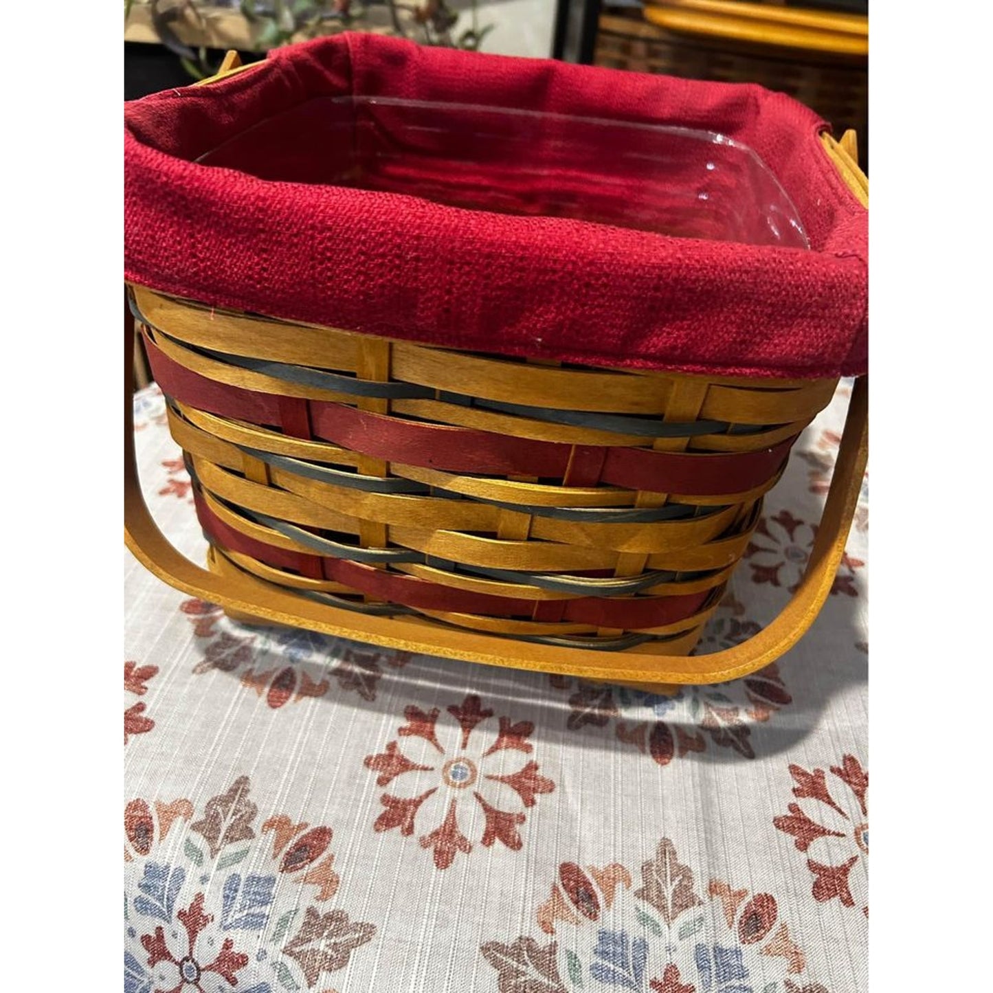 Longaberger American Celebrations Picnic Tote basket , riser & protector