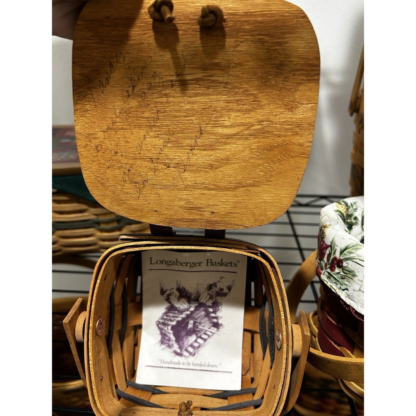 Longaberger VIP BASKET 1993 Regional sponsored small square with lid & handle