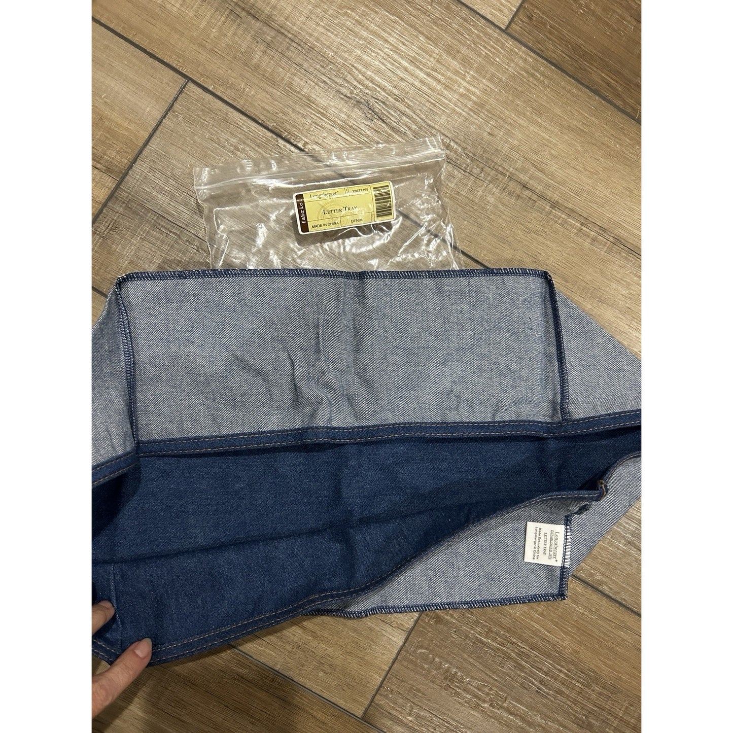 Longaberger Letter Tray Basket Liner Denim Jeans fabric NEW