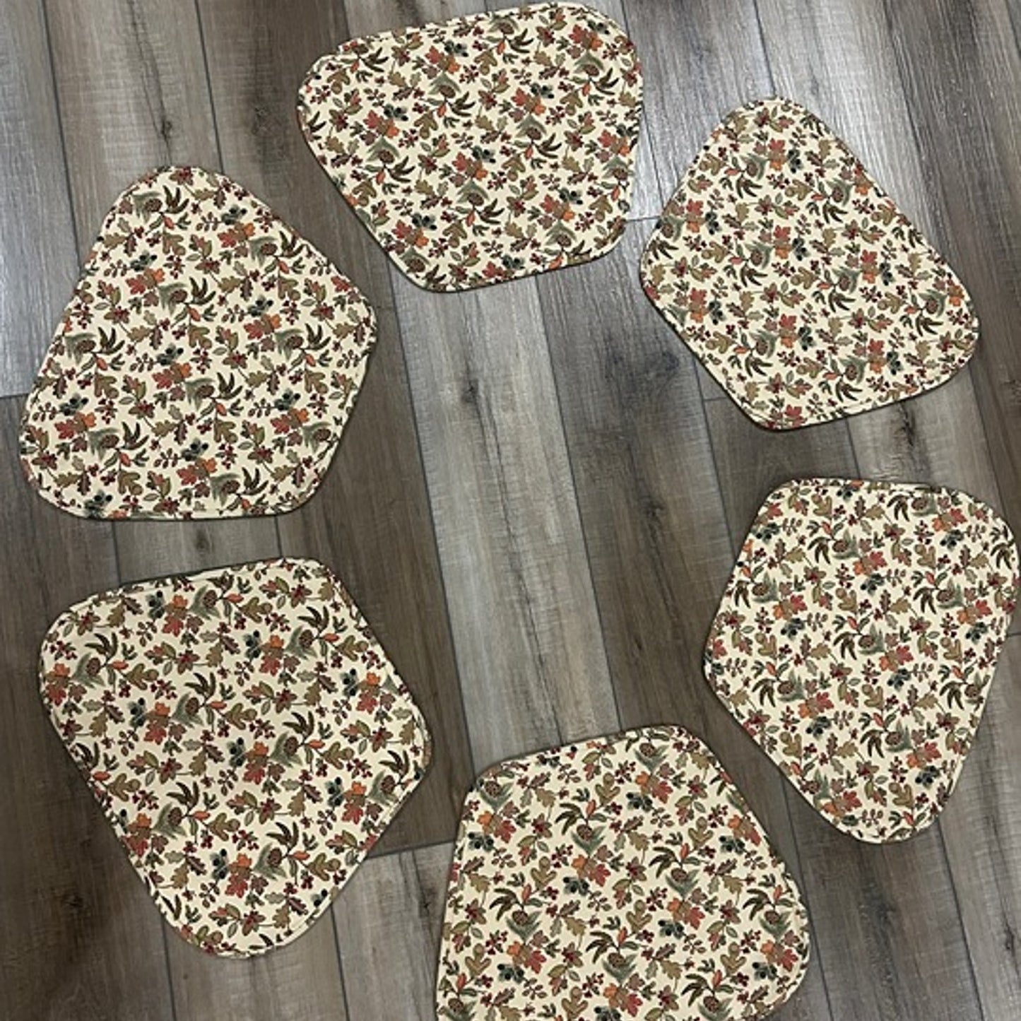 6 Longaberger Autumn Path Fabric Placemats custom made for Round table Fall Leaf