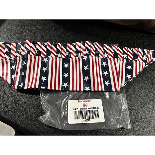 Longaberger All American Pie Basket Liner Stars & Stripes Fabric Patriotic SU