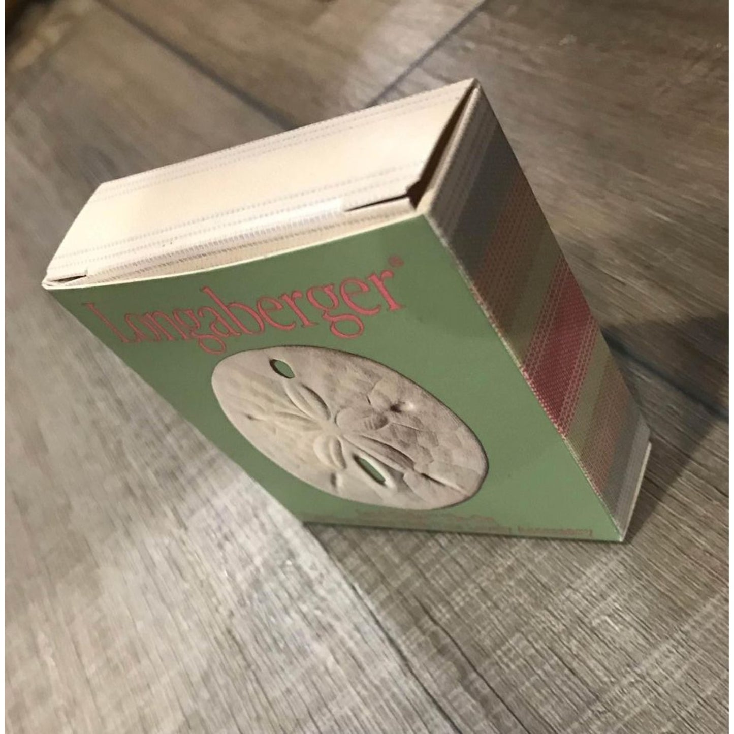 Longaberger sand dollar tie on pottery basket NEW beach summer