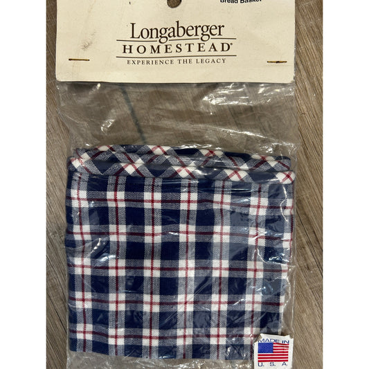 Longaberger Bread Basket Liner - Blue & White Plaid NEW