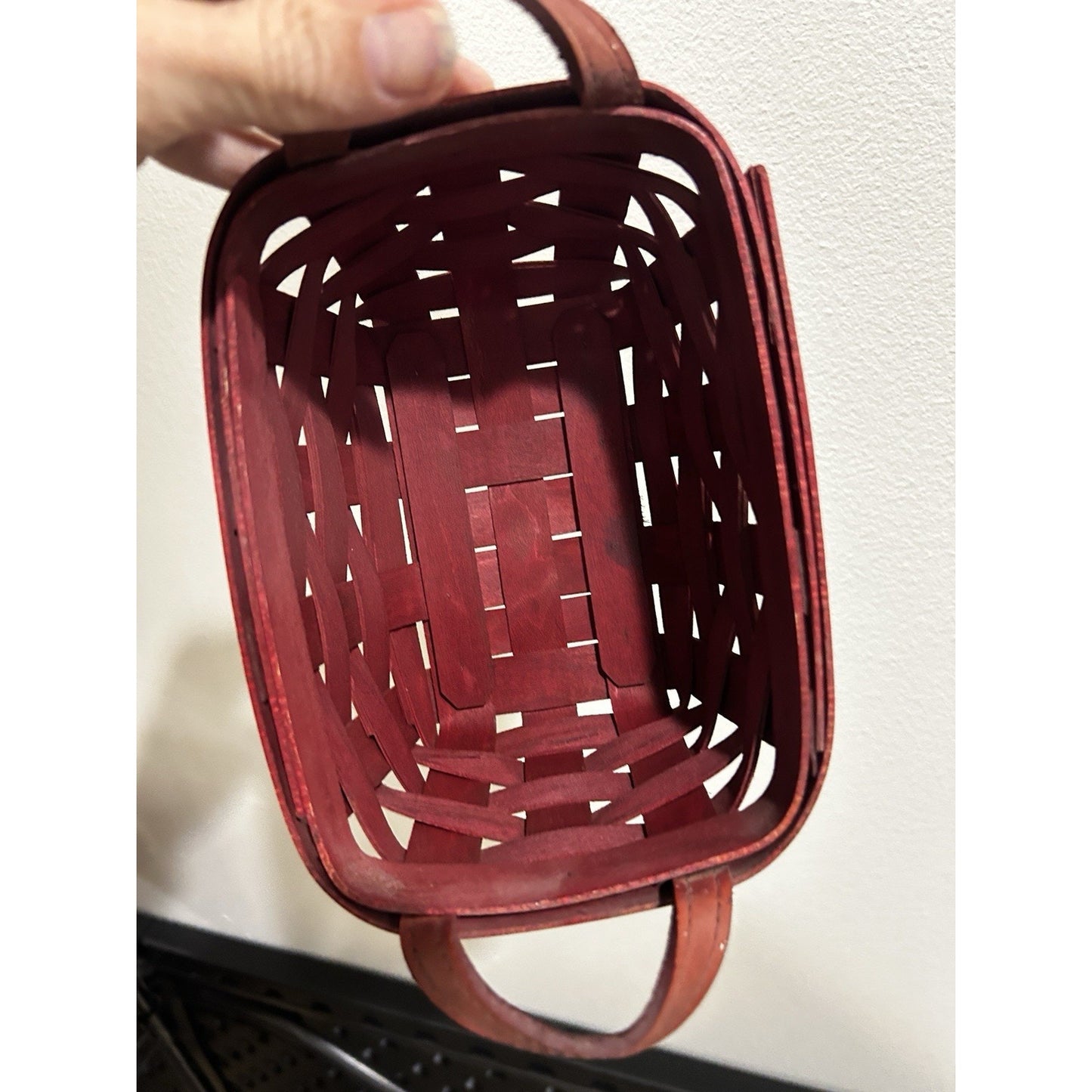 Longaberger Tea Basket Bold Red Family Signed Christmas