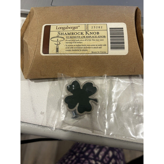 Longaberger Basket Metal Shamrock Knob ST. PATRICKS DAY 4 Leaf Clover NEW
