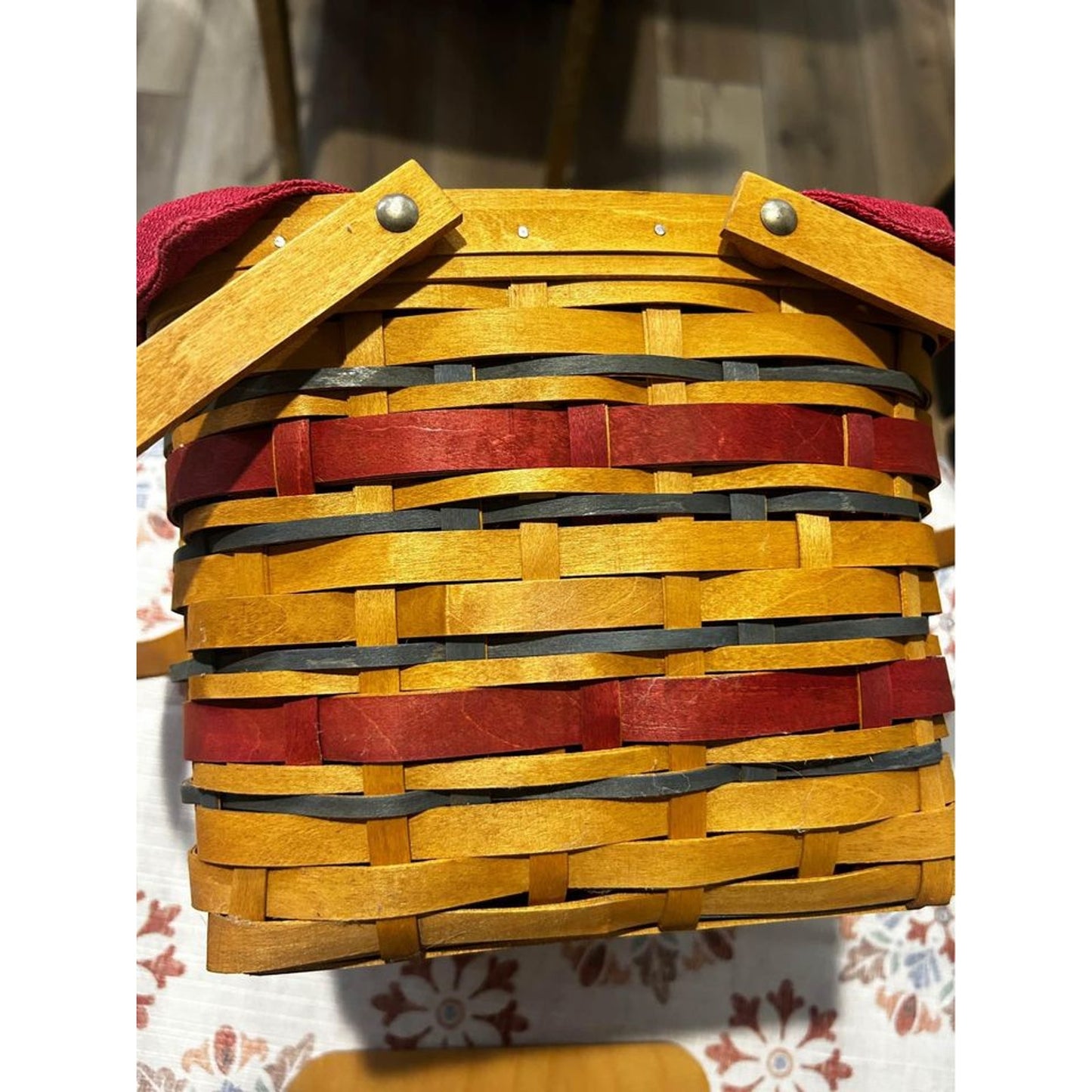 Longaberger American Celebrations Picnic Tote basket , riser & protector